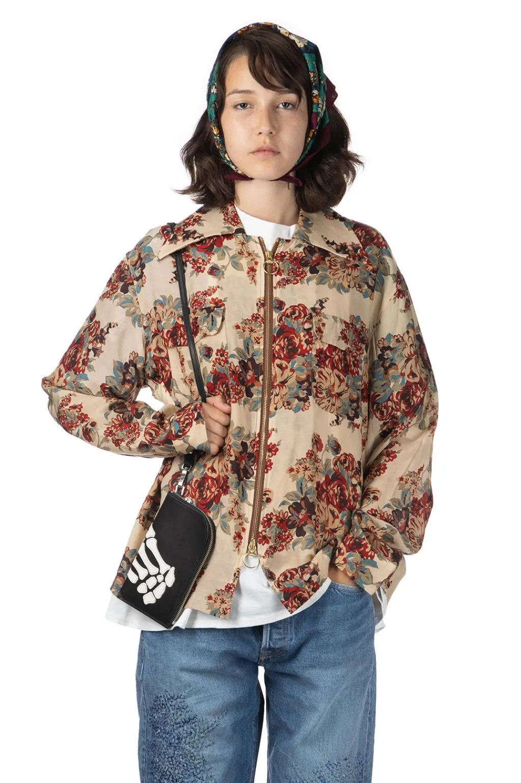 Outlet Kapital Silk Rayon CHAMPETRE MARIA DRIZZLE Open Collar Shirt - Natural