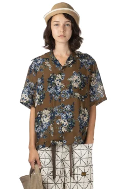 Outlet Kapital Silk Rayon CHAMPETRE MARIA WRANGLE Collar Aloha Shirt - BR Khaki