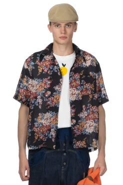 New Kapital Silk Rayon CHAMPETRE MARIA WRANGLE Collar Aloha Shirt - Black