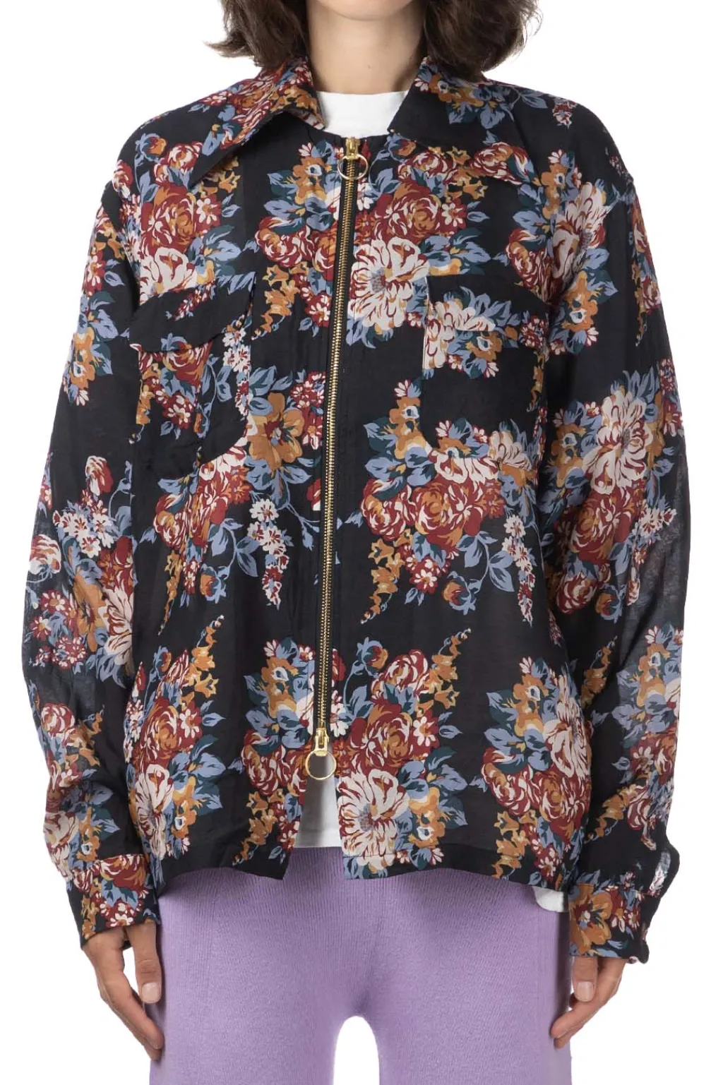 Best Kapital Silk Rayon CHAMPETRE MARIA DRIZZLE Open Collar Shirt - Black