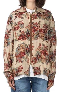 Outlet Kapital Silk Rayon CHAMPETRE MARIA DRIZZLE Open Collar Shirt - Natural