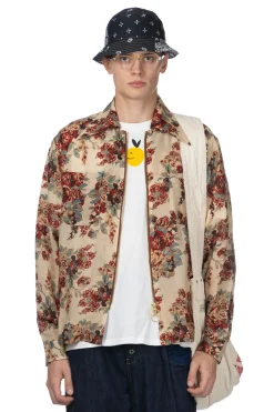 Outlet Kapital Silk Rayon CHAMPETRE MARIA DRIZZLE Open Collar Shirt - Natural