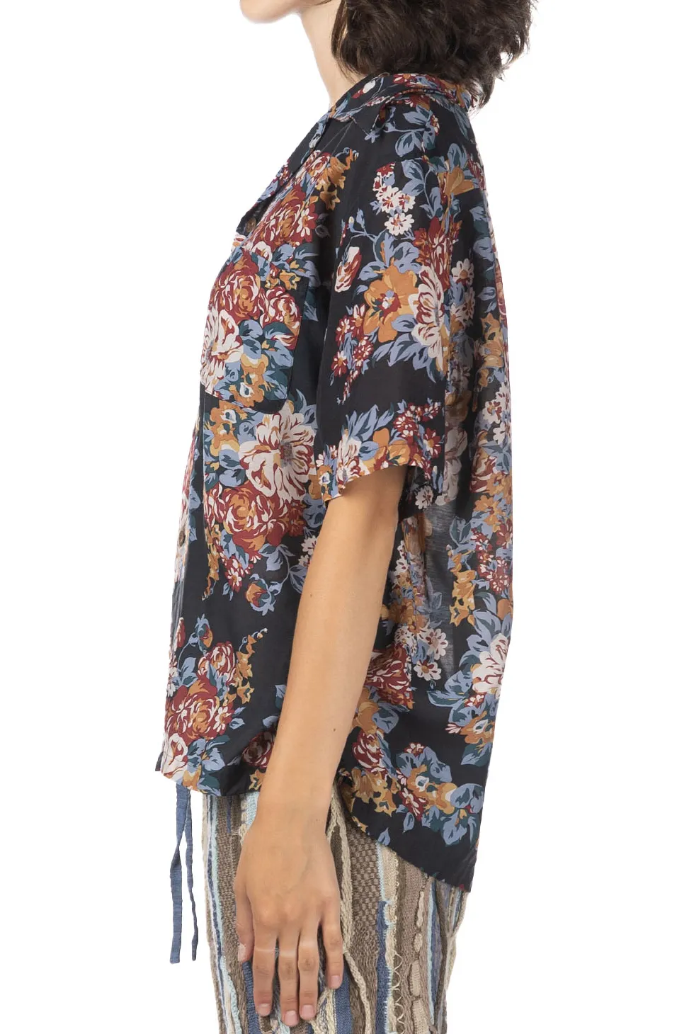 Online Kapital Silk Rayon CHAMPETRE MARIA WRANGLE Collar Aloha Shirt - Black
