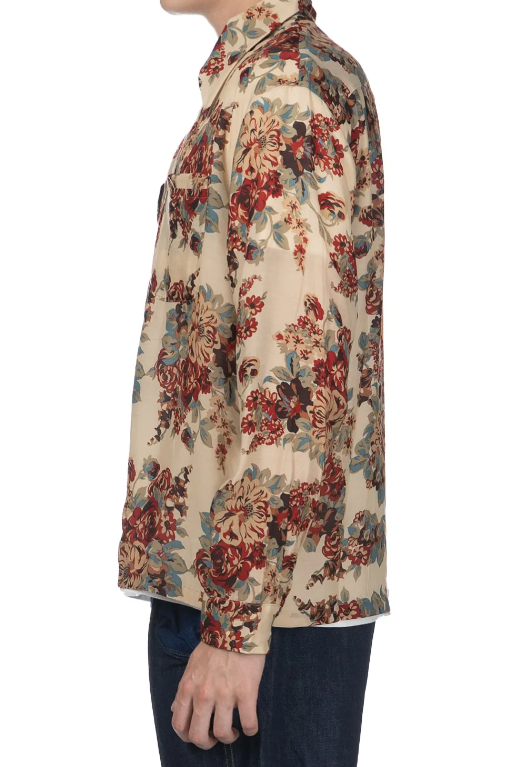 Outlet Kapital Silk Rayon CHAMPETRE MARIA DRIZZLE Open Collar Shirt - Natural