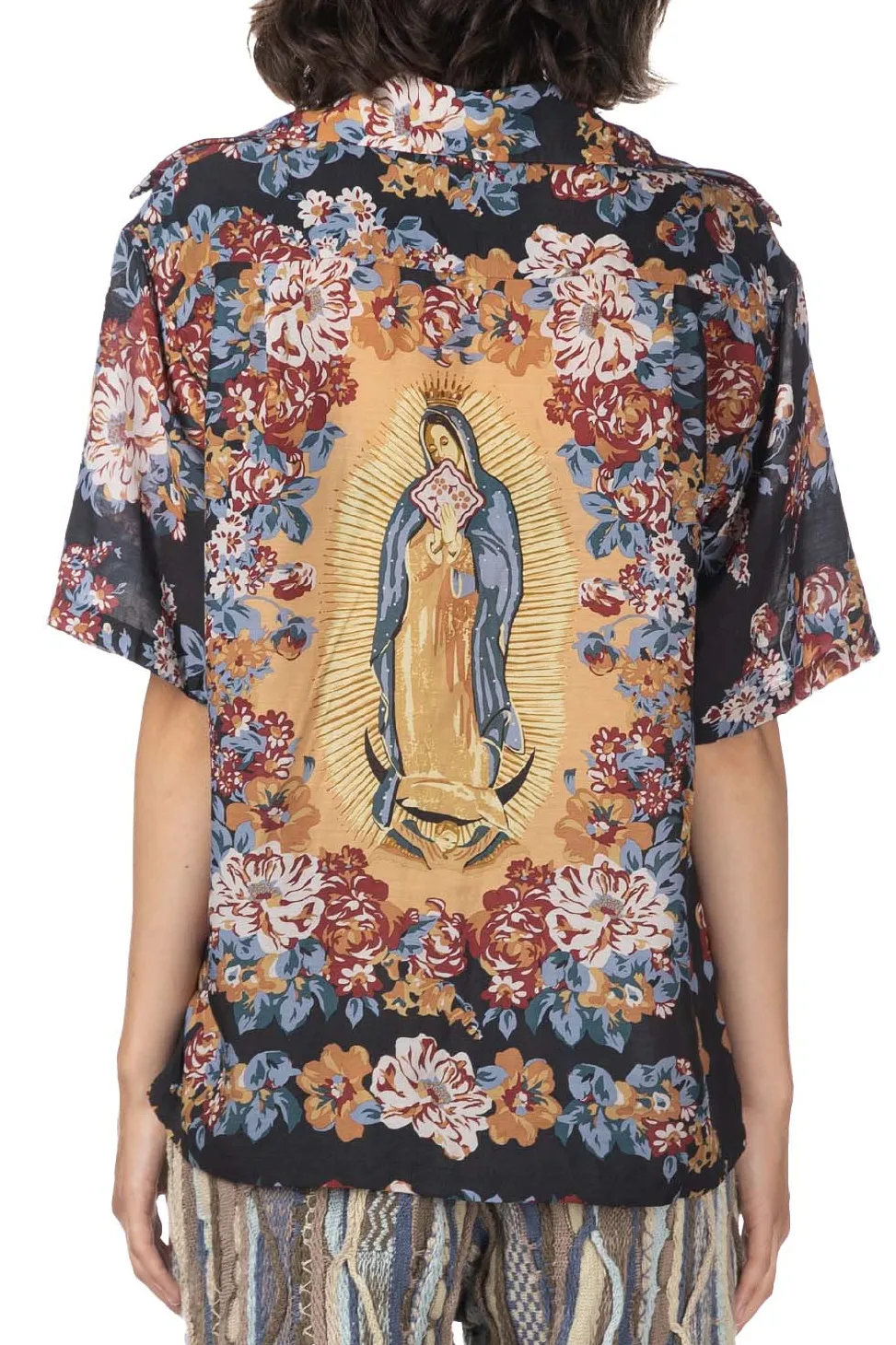 Online Kapital Silk Rayon CHAMPETRE MARIA WRANGLE Collar Aloha Shirt - Black