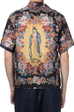 New Kapital Silk Rayon CHAMPETRE MARIA WRANGLE Collar Aloha Shirt - Black