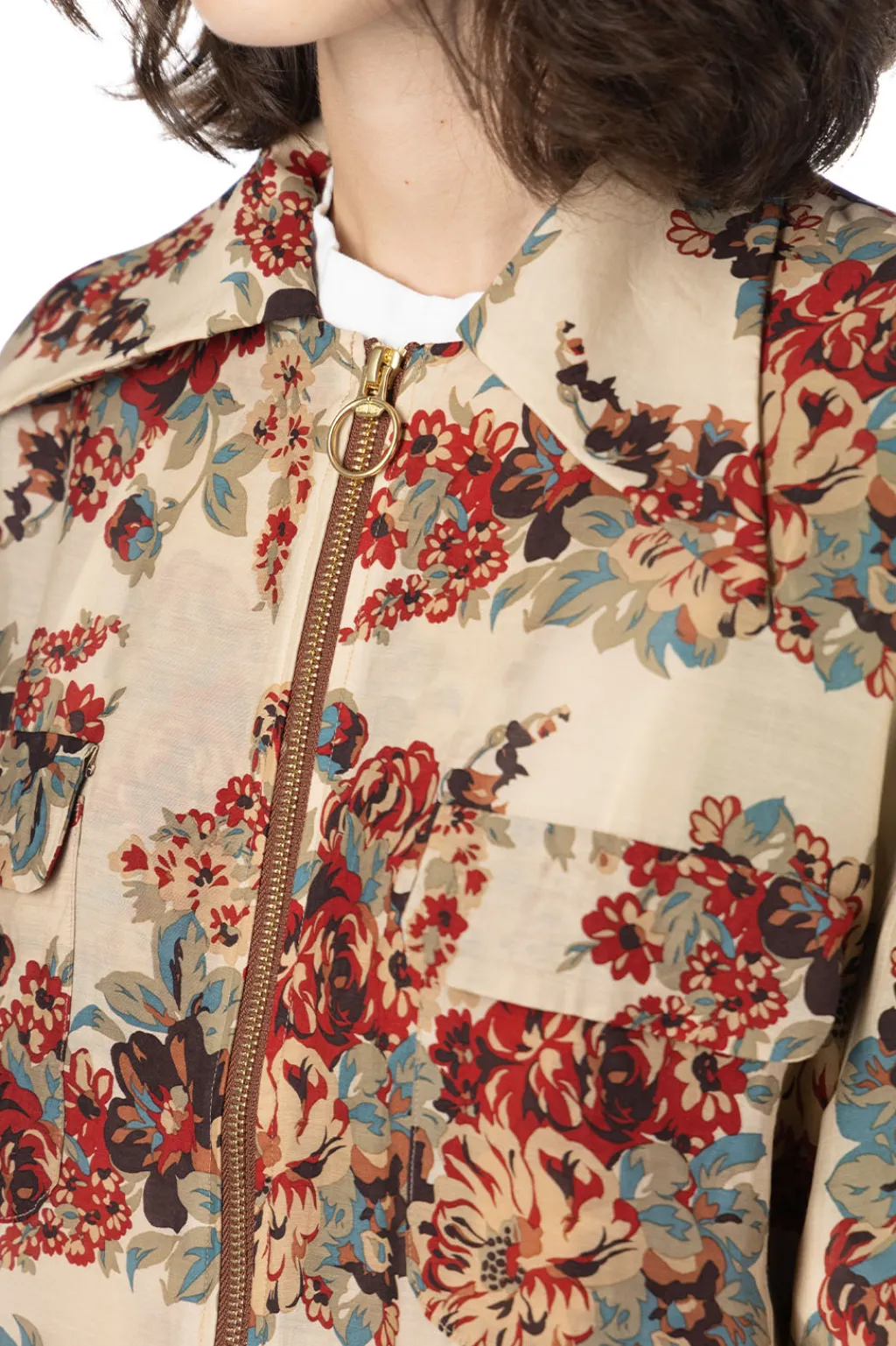 Outlet Kapital Silk Rayon CHAMPETRE MARIA DRIZZLE Open Collar Shirt - Natural