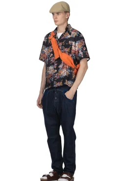 New Kapital Silk Rayon CHAMPETRE MARIA WRANGLE Collar Aloha Shirt - Black