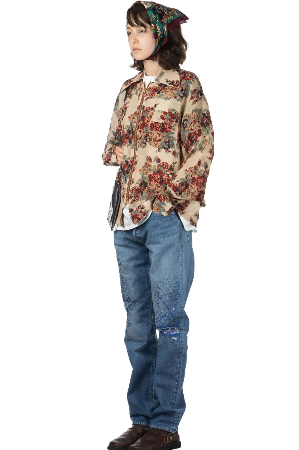 Outlet Kapital Silk Rayon CHAMPETRE MARIA DRIZZLE Open Collar Shirt - Natural
