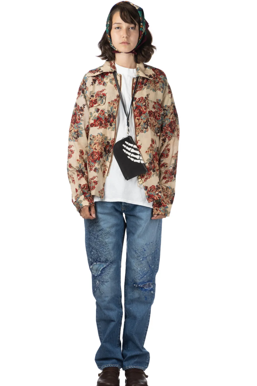 Outlet Kapital Silk Rayon CHAMPETRE MARIA DRIZZLE Open Collar Shirt - Natural
