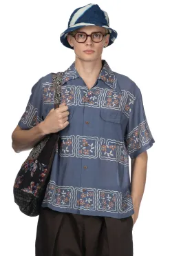 Hot Kapital Silk Rayon COOKIE WRANGLE Collar Aloha Shirt - Blue