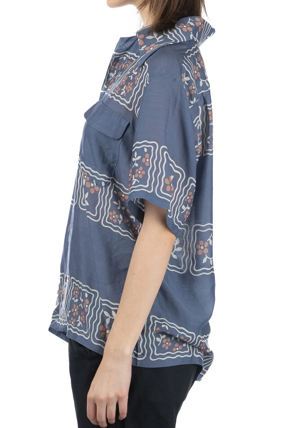 Clearance Kapital Silk Rayon COOKIE WRANGLE Collar Aloha Shirt - Blue