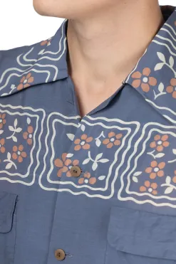 Hot Kapital Silk Rayon COOKIE WRANGLE Collar Aloha Shirt - Blue