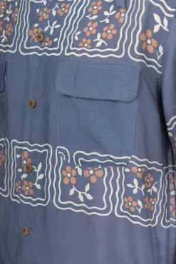 Hot Kapital Silk Rayon COOKIE WRANGLE Collar Aloha Shirt - Blue
