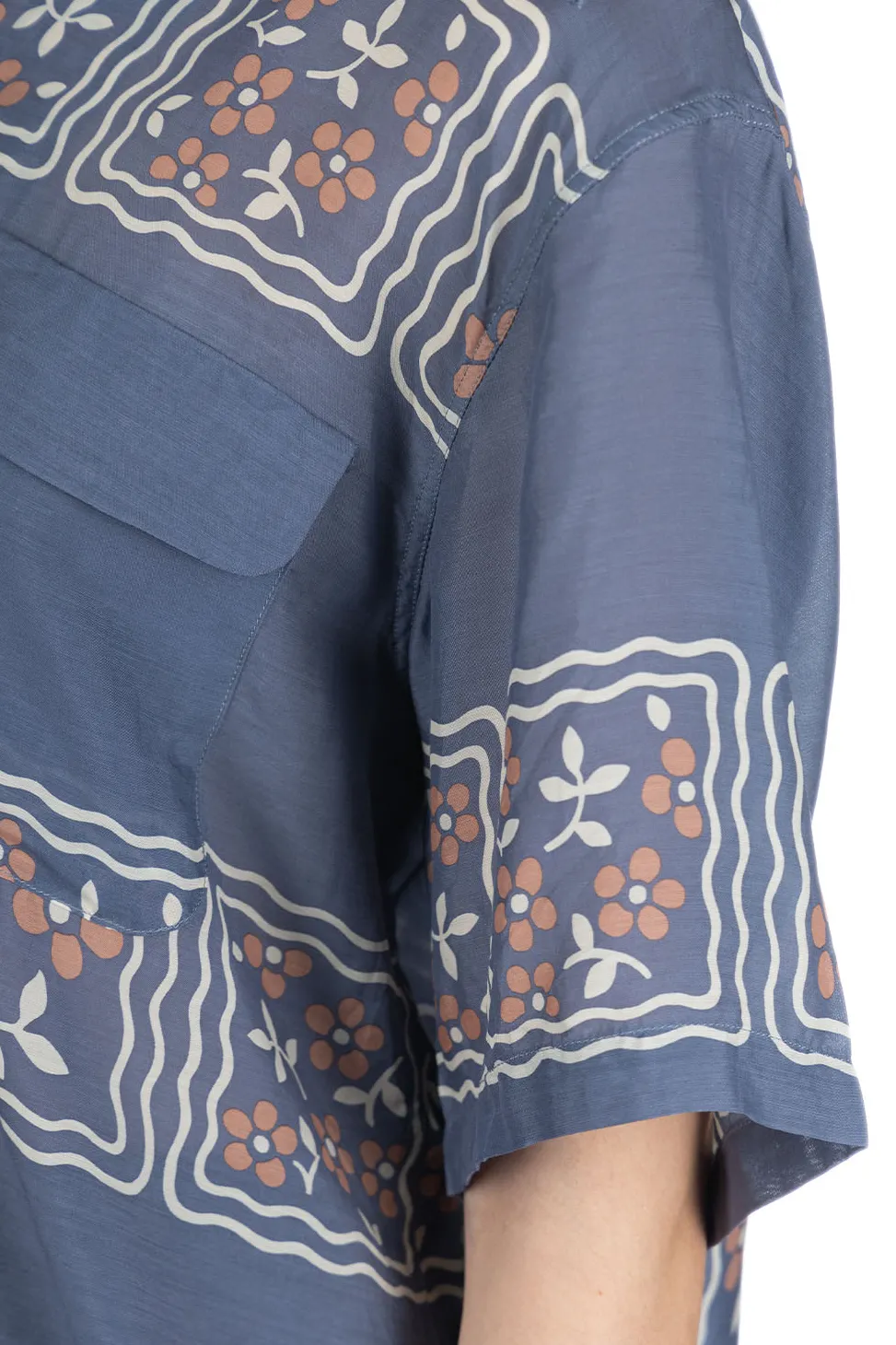 Clearance Kapital Silk Rayon COOKIE WRANGLE Collar Aloha Shirt - Blue