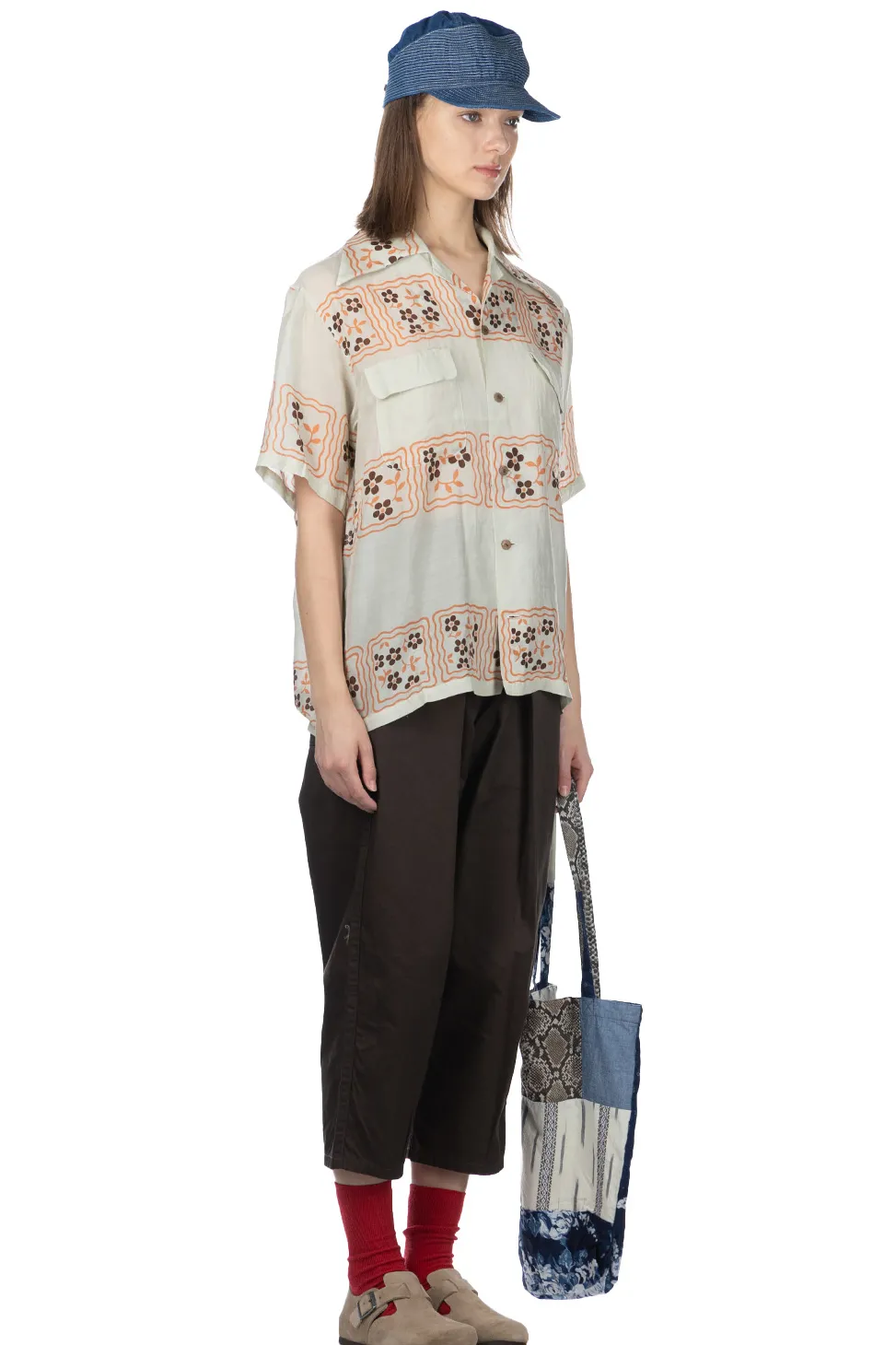 Clearance Kapital Silk Rayon COOKIE WRANGLE Collar Aloha Shirt - Ecru