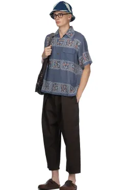 Hot Kapital Silk Rayon COOKIE WRANGLE Collar Aloha Shirt - Blue