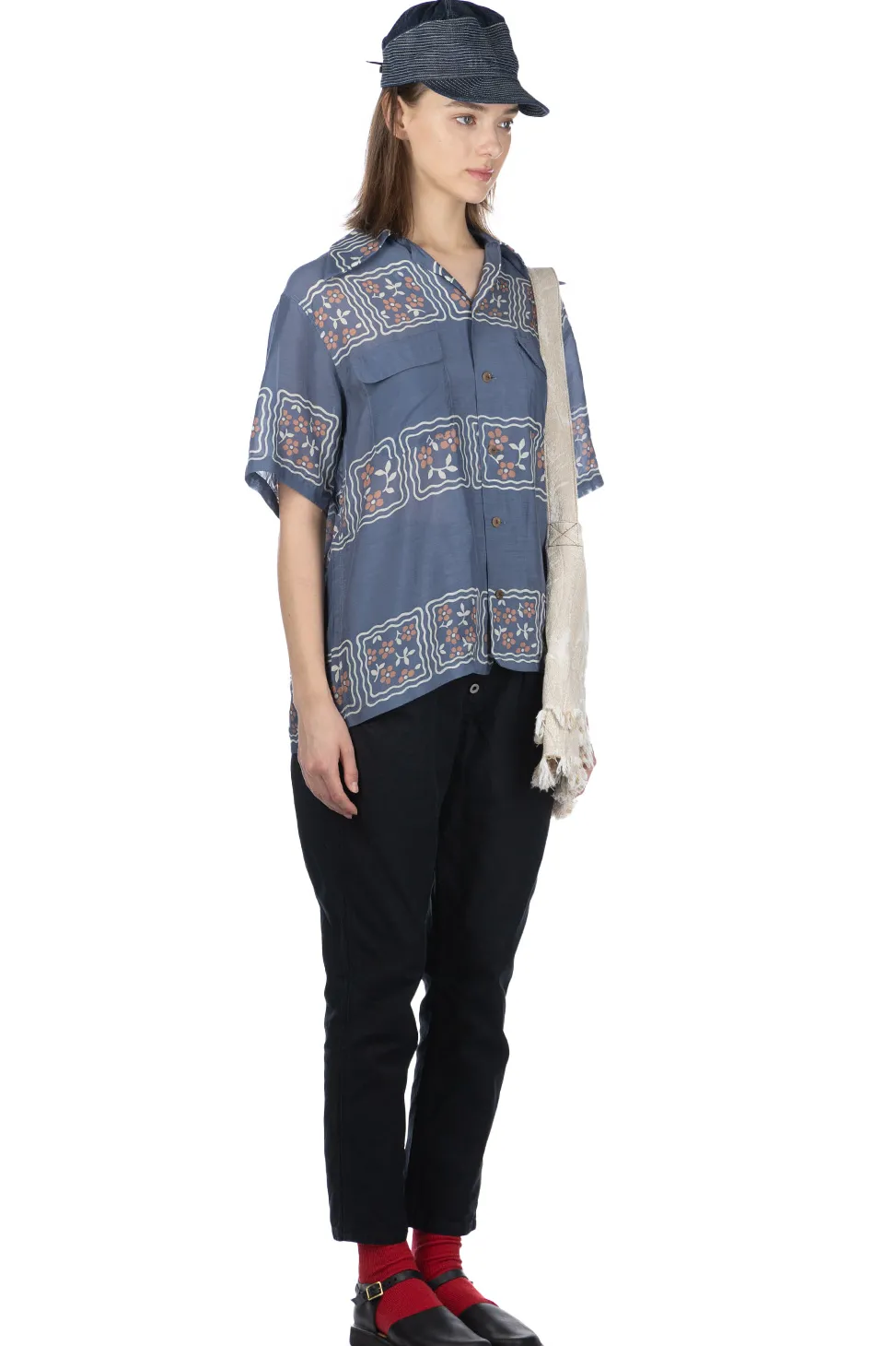 Clearance Kapital Silk Rayon COOKIE WRANGLE Collar Aloha Shirt - Blue