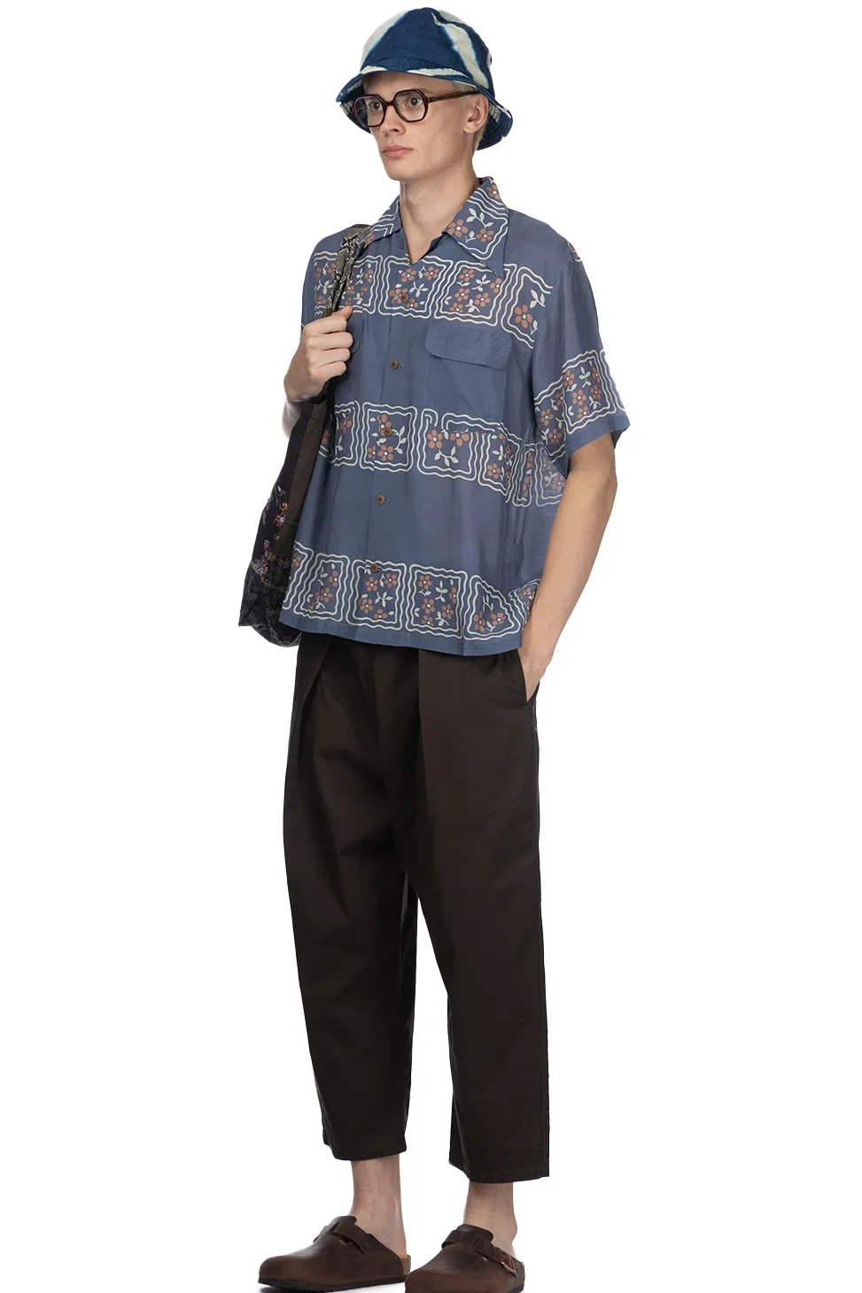 Hot Kapital Silk Rayon COOKIE WRANGLE Collar Aloha Shirt - Blue