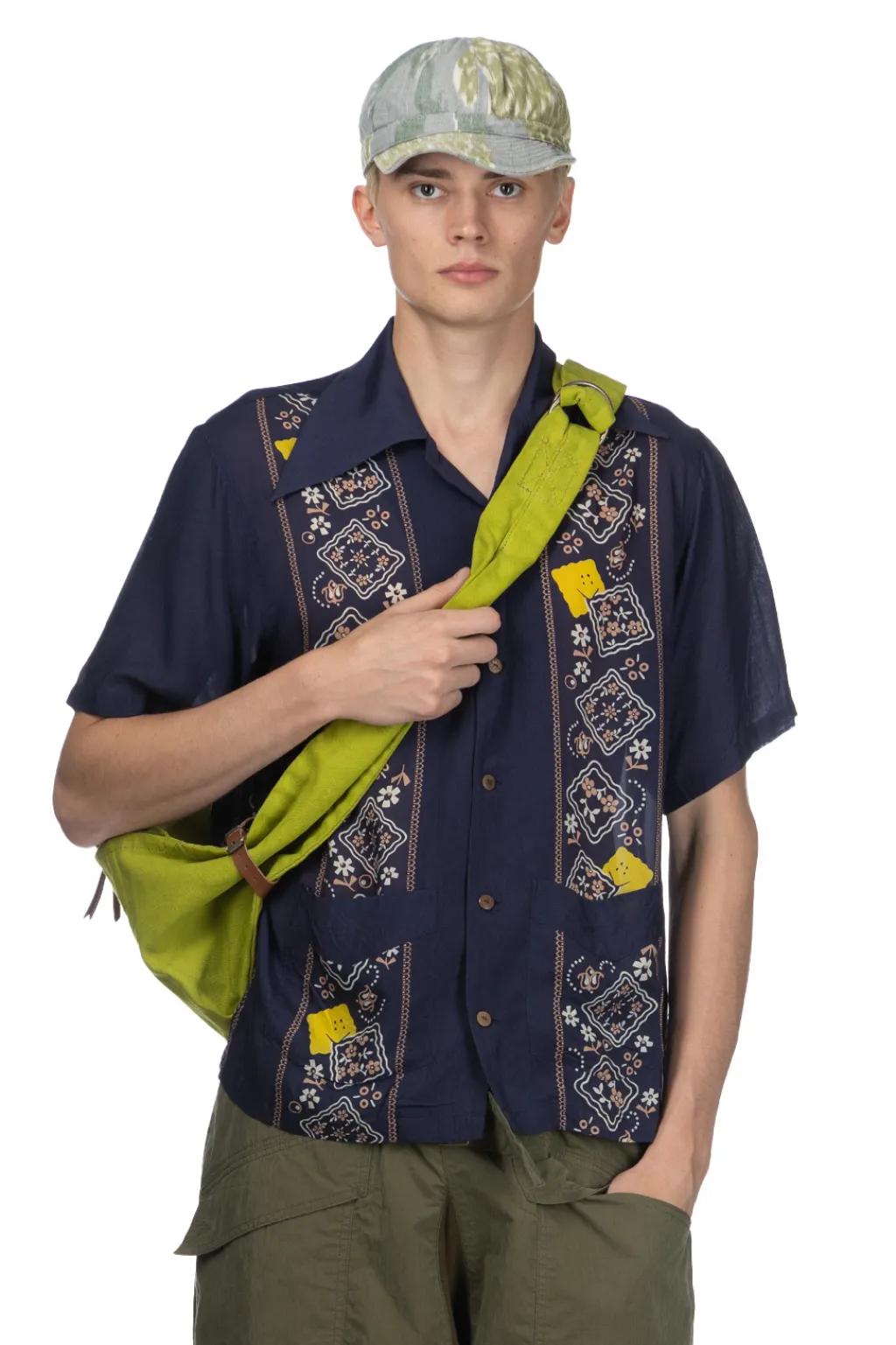 Sale Kapital Silk Rayon PECKSIH RAINBOWY WRANGLE Cuba Shirt - Navy