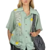 Sale Kapital Silk Rayon PECKSIH RAINBOWY WRANGLE Cuba Shirt - Mint