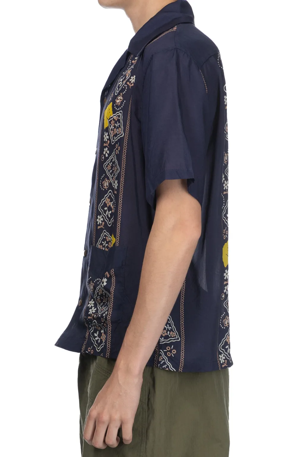 Sale Kapital Silk Rayon PECKSIH RAINBOWY WRANGLE Cuba Shirt - Navy