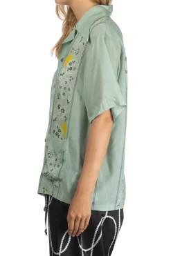 Sale Kapital Silk Rayon PECKSIH RAINBOWY WRANGLE Cuba Shirt - Mint