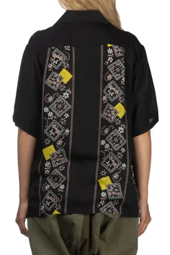 Online Kapital Silk Rayon PECKSIH RAINBOWY WRANGLE Cuba Shirt - Black