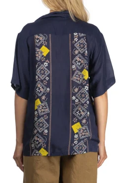 Best Kapital Silk Rayon PECKSIH RAINBOWY WRANGLE Cuba Shirt - Navy