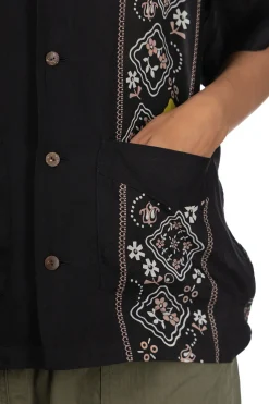 Online Kapital Silk Rayon PECKSIH RAINBOWY WRANGLE Cuba Shirt - Black