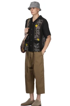 Hot Kapital Silk Rayon PECKSIH RAINBOWY WRANGLE Cuba Shirt - Black
