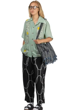 Sale Kapital Silk Rayon PECKSIH RAINBOWY WRANGLE Cuba Shirt - Mint