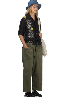 Online Kapital Silk Rayon PECKSIH RAINBOWY WRANGLE Cuba Shirt - Black