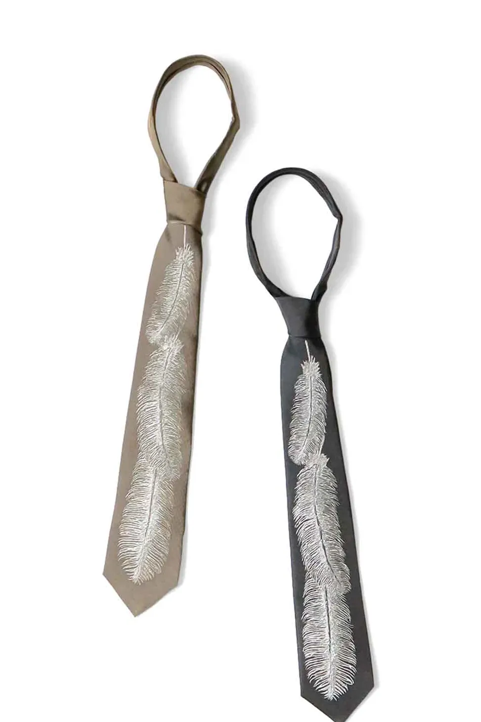 Best Kapital Silk Twill Feather Tie - 2 Color Choices