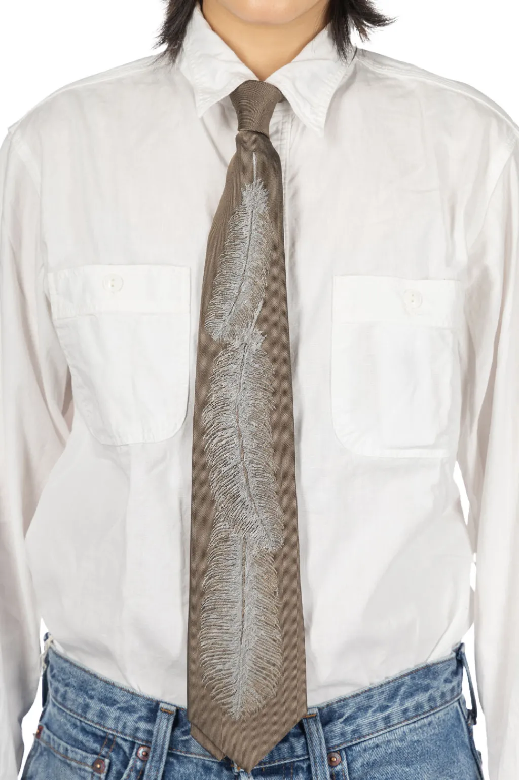 Hot Kapital Silk Twill Feather Tie - 2 Color Choices