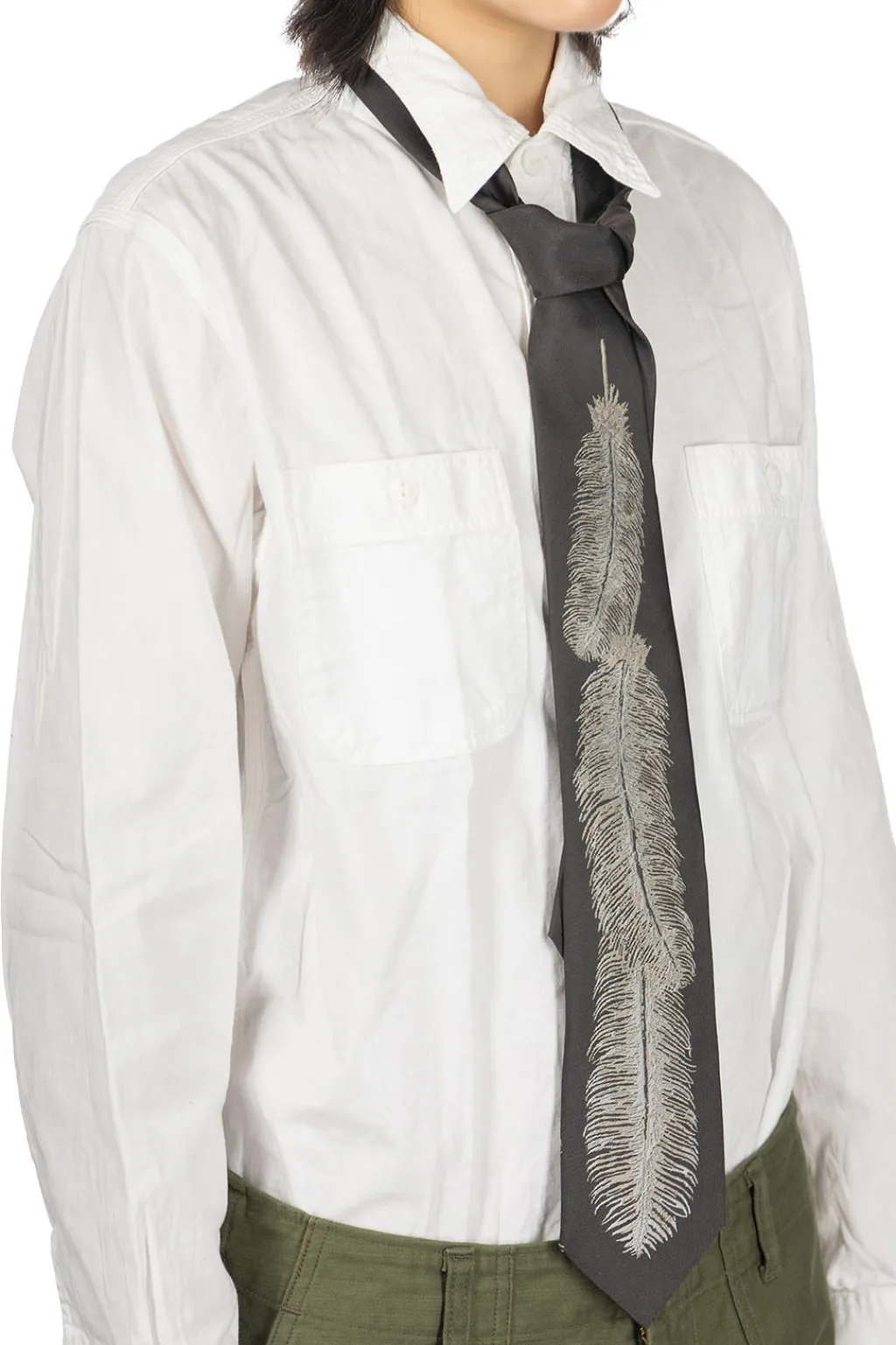 Hot Kapital Silk Twill Feather Tie - 2 Color Choices