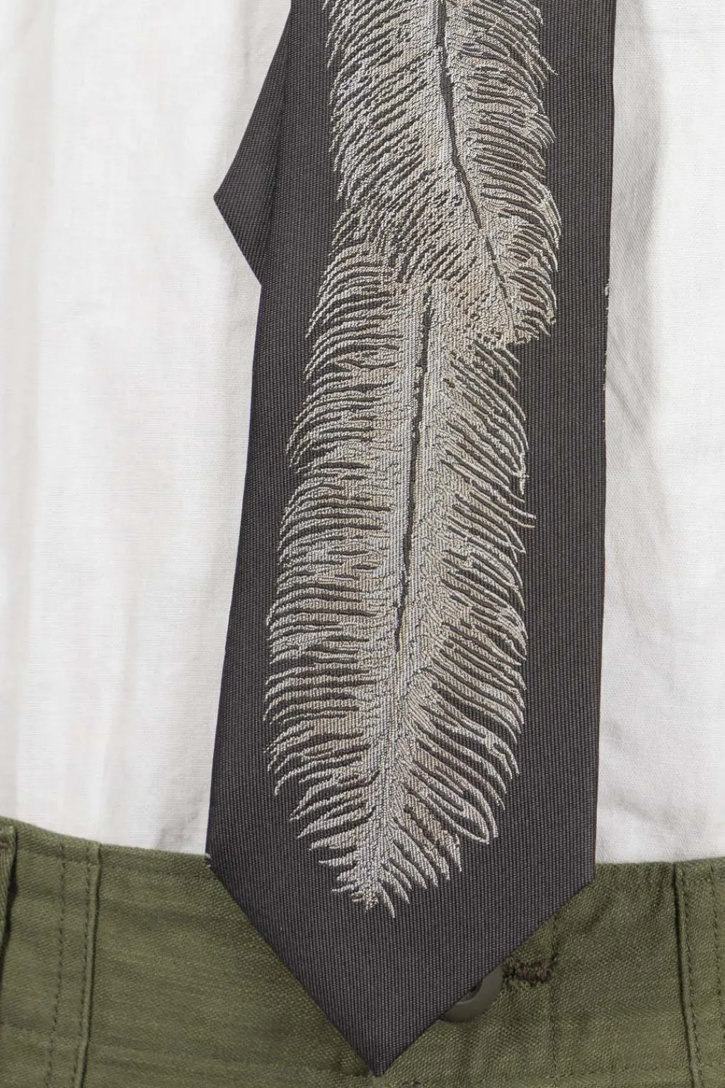 Hot Kapital Silk Twill Feather Tie - 2 Color Choices