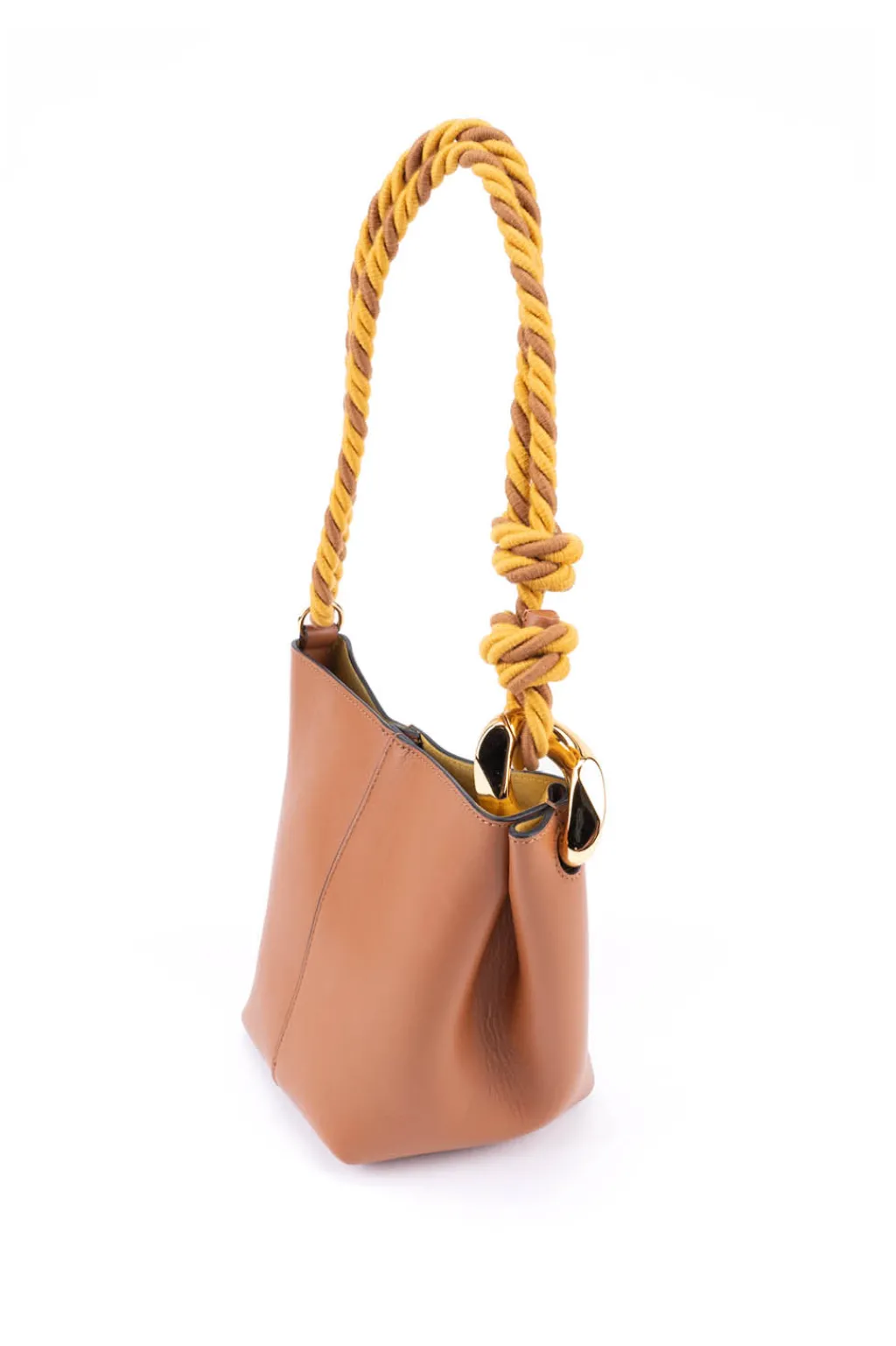 Best JW Anderson Small JWA Corner Bucket - Leather Bucket Bag - Pecan