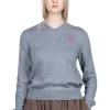 Online Comme Des Garcons Play Small Red Heart V-Neck Cotton Pullover - Grey