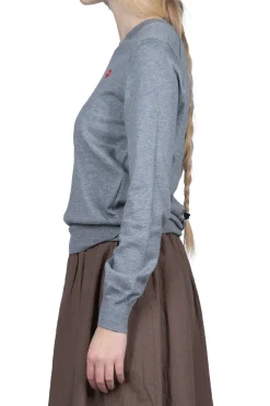 Online Comme Des Garcons Play Small Red Heart V-Neck Cotton Pullover - Grey
