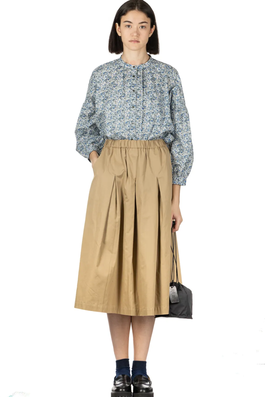 Sale Nachukara Soft Chino Tuck Skirt - Beige
