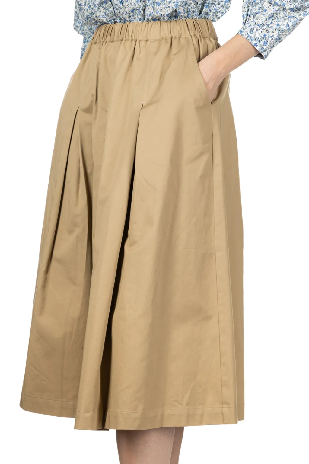 Sale Nachukara Soft Chino Tuck Skirt - Beige