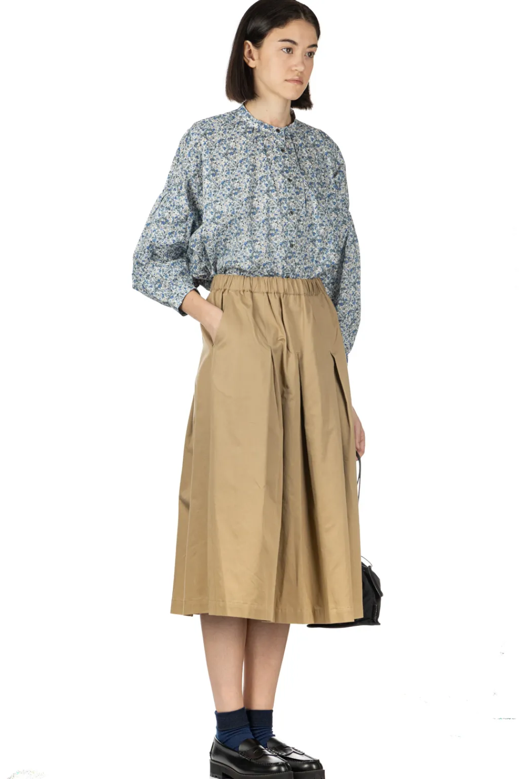 Sale Nachukara Soft Chino Tuck Skirt - Beige