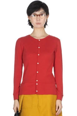 Best NARU Soft Cotton Frais Stitch Cardigan - Red