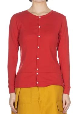 Best NARU Soft Cotton Frais Stitch Cardigan - Red