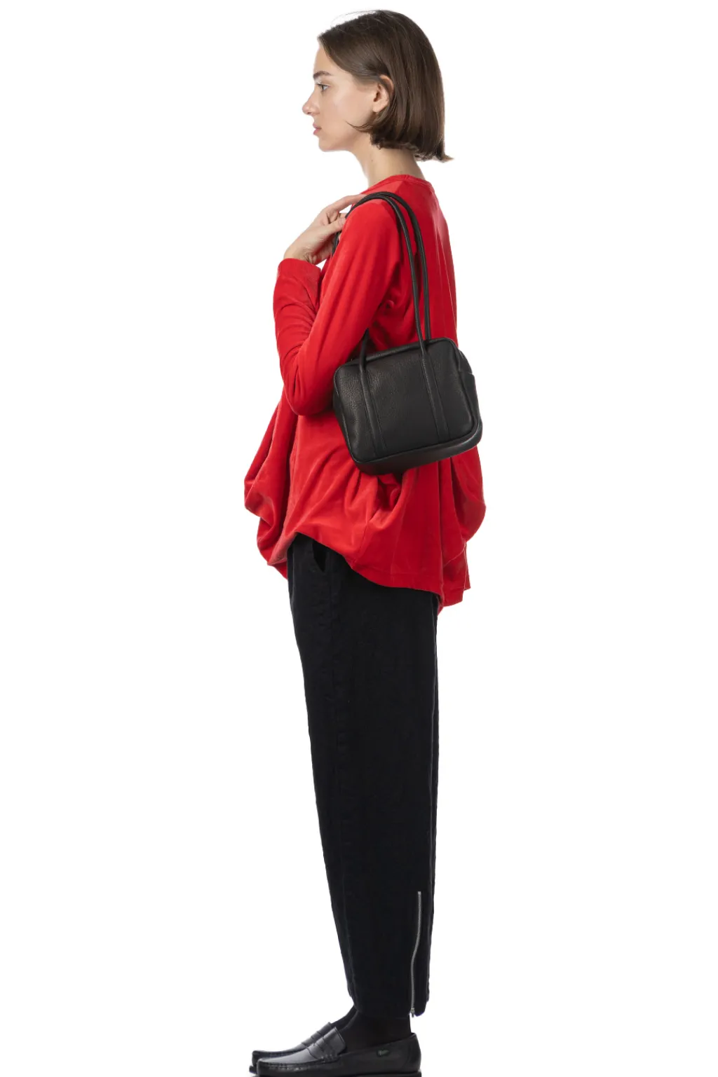 Discount Aeta Square Boston Long Handle Bag Small - Black