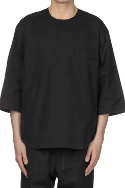 Clearance LEMAIRE SS Henley Top - Creamy Caviar