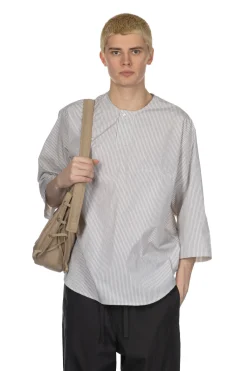 Online LEMAIRE SS Henley Top - Creamy White x Taupe x Black