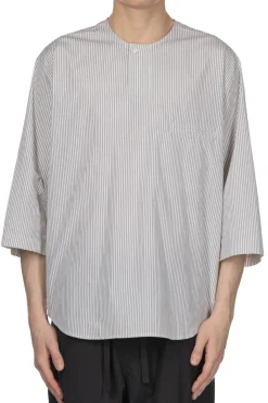 Online LEMAIRE SS Henley Top - Creamy White x Taupe x Black