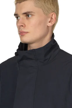 Discount Still by Hand Stand Collar Coat - Navy